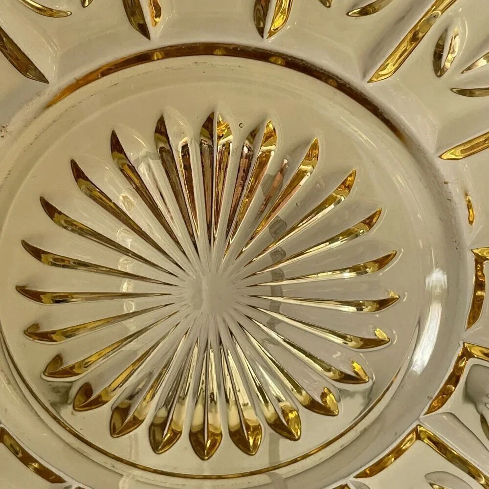 Vintage Federal Glass Petal Yellow Sunflower Pressed Glass 11.5